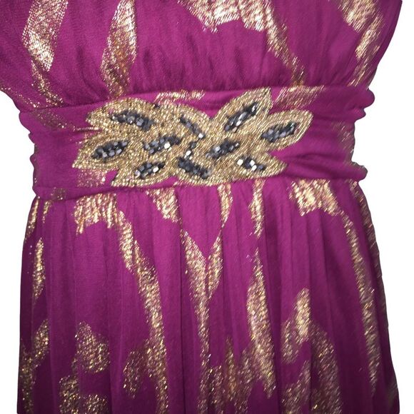 BCX Strapless High Low Wine Gold Dress Size 11 Beaded Waist Semi Formal - Picture 6 of 12